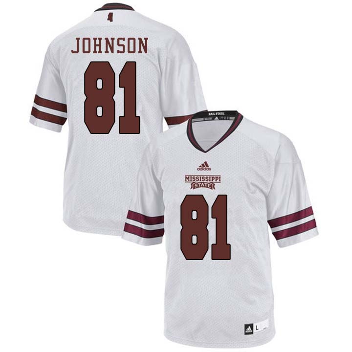 Men #81 Justin Johnson Mississippi State Bulldogs College Football Jerseys Sale-White - Click Image to Close